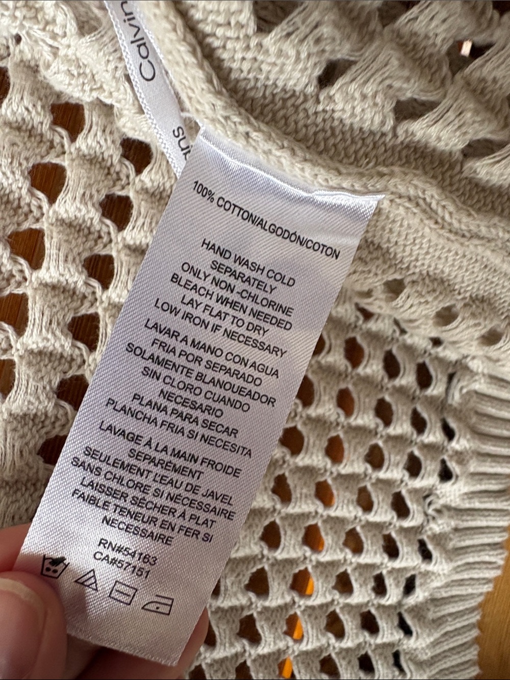Calvin Klein Jeans Open-Weave Cream Cardigan XL - Picture 5 of 6